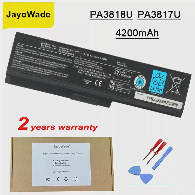 JayoWade PA3817U-1BRS PA3817U Аккумулятор Для Toshiba Satellite A660 C640 C600 C650 C655 C660 L510 L630 L640 L650 L670 L770 PA3818U